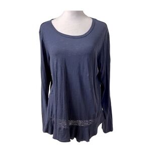 Sundry Lightweight Long Sleeve Shirt Ruffle Trim Blouse Pima Cotton Layered Boho